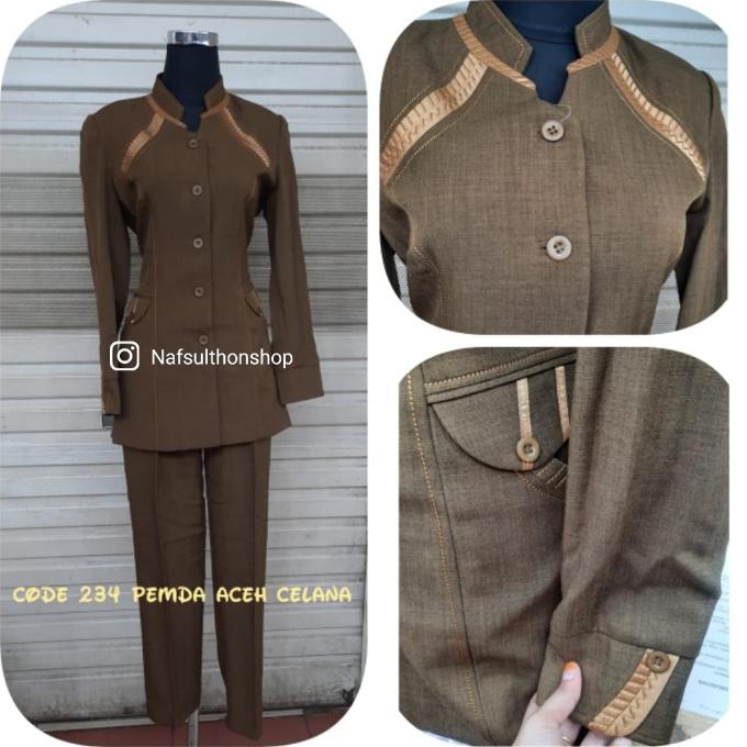 Setelan baju blazer dinas Pemda PNS cewek wanita coklat tua muslimah