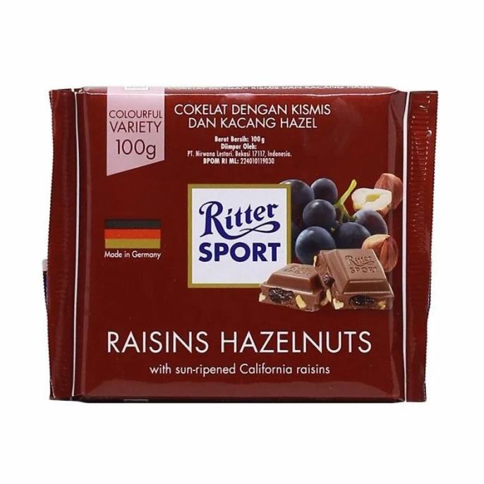 

] RITTER SPORT Raisin & Hazelnuts Cokelat 100gr