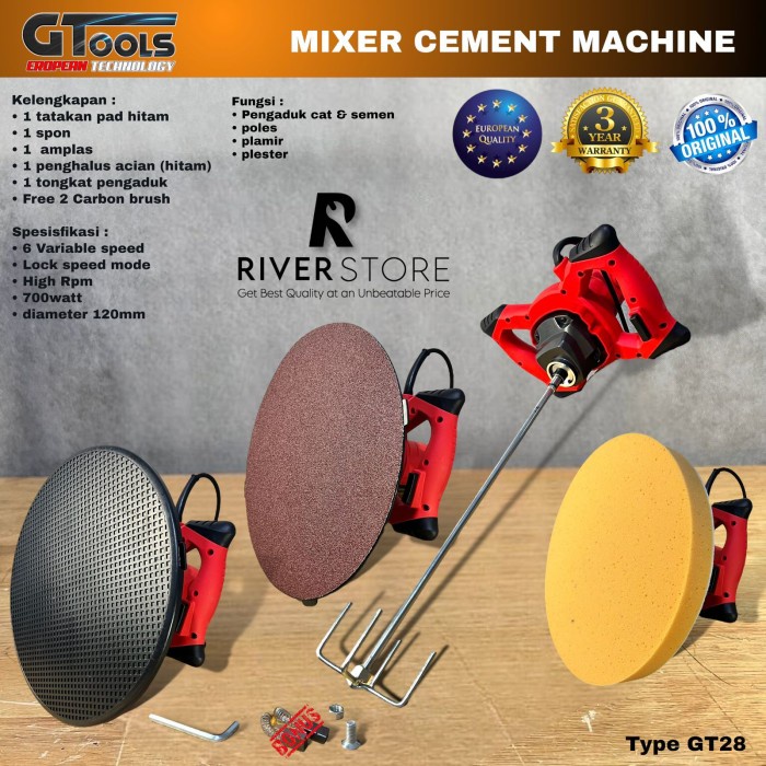 Mesin Bor GTools GT28 Mesin Pengaduk Semen Acian, Cat Mixing dan Poles