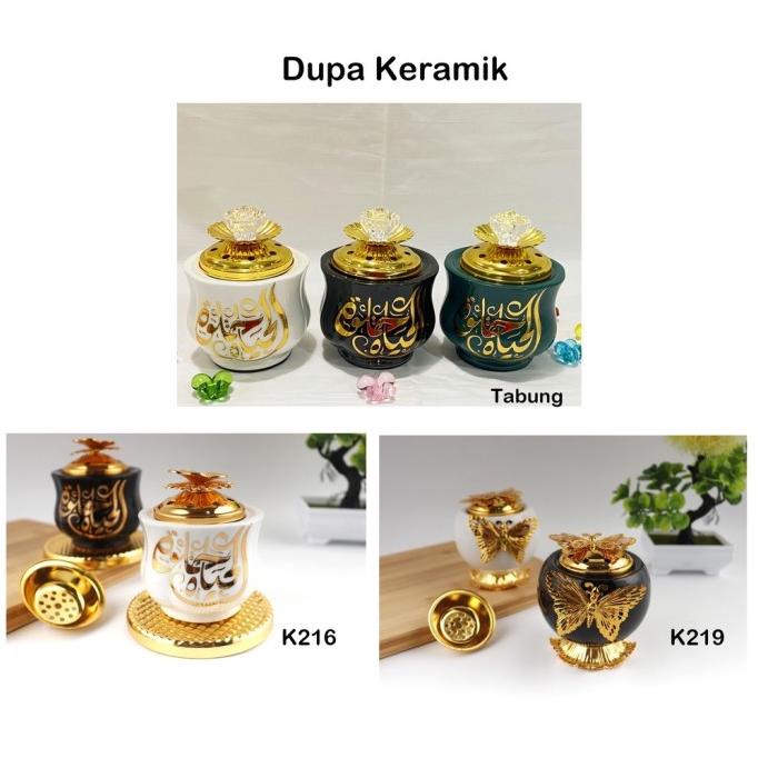 Tempat Bakar Dupa Mabkharah Keramik Arab Kaligrafi tabung