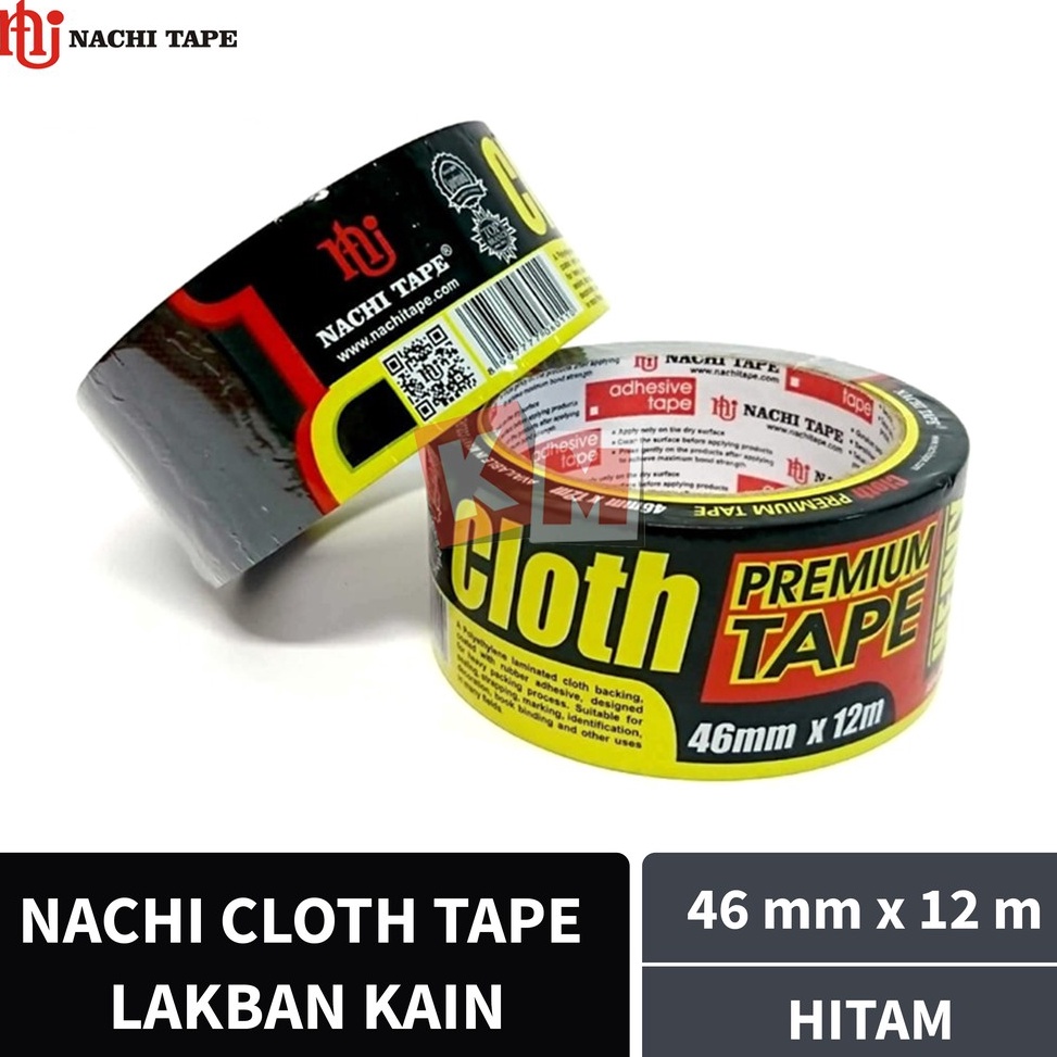 

95 Lakban Kain Hitam Nachi Cloth Tape 46 mm / 2 Inch x 12 meter / 46mm 65