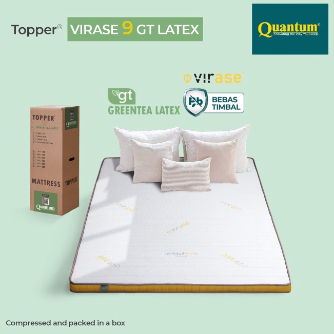 Sudah READY.. Quantum Topper Greentea Latex VIRASE 9 CM Kasur Mattress Topper 90 100 120 140 160 180