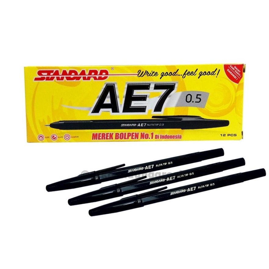 

68 Pulpen Semi Gel Standard AE7 0.5 Warna Hitam - LUSINAN ➠Terlaris