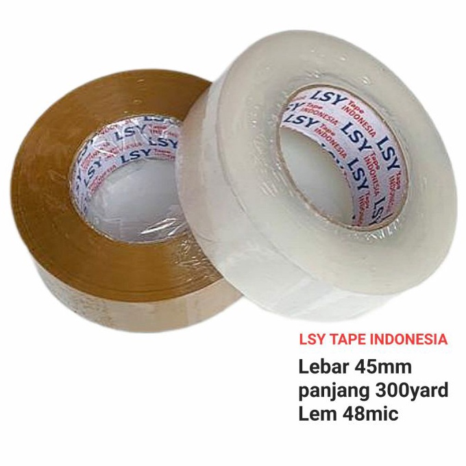 

[➲NZ/J❦) lakban bening / coklat 45mm x 300yard full (super lengket) LSY TAPE INDONESIA /muraah..