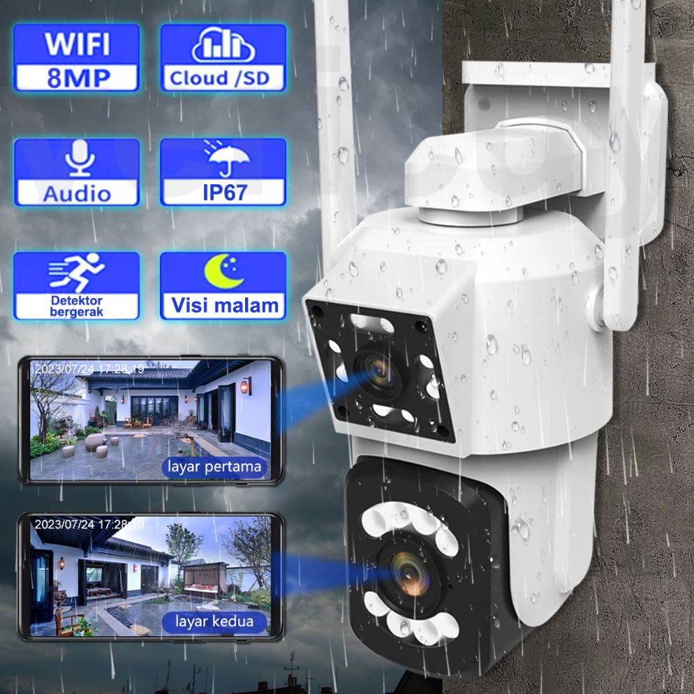 [ART.  D34O] RUNDY New 8MP Dual Lens 8X Hybrid Zoom PTZ Wifi IP Camera Outdoor AI Human Detection Au