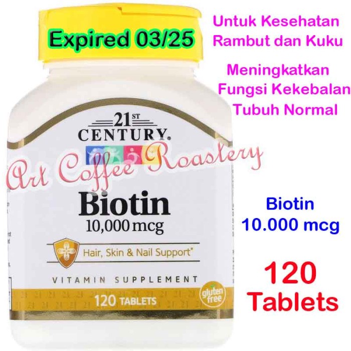 BIOTIN 10000 MCG, 21ST CENTURY ( USA PRODUCT ) - 120 TABLETS