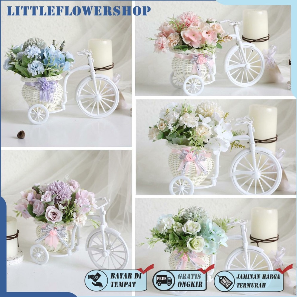 Chekout.. COD BUNGA SEPEDA BUNGA DANDELION VAS ROTTAN SET BUNGA POT SET BUNGA PLASTIK BUNGA MEJA BS6