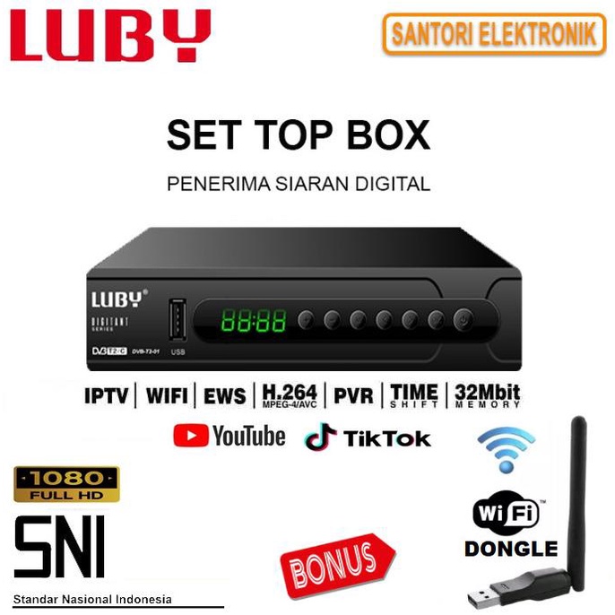 >>>>>] SET TOP BOX LUBY DVB-T2-01 RECEIVER STB SIARAN DIGITAL + DONGLE WIFI
