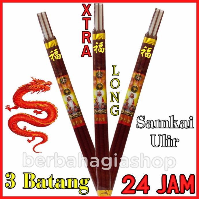%%%%] Hio Dupa 24 Jam Warna Merah Isi 3 Batang Samkai Ulir Stik Besar Wangi