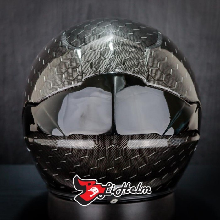 Jitsu Helm Js1 Motif Hexagon Carbon Half Face - Visor Silver