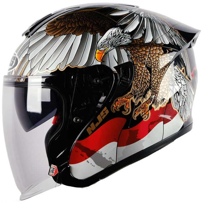 Njs Kairoz Dv Garuda Hitam Gloss - Helm Half Face