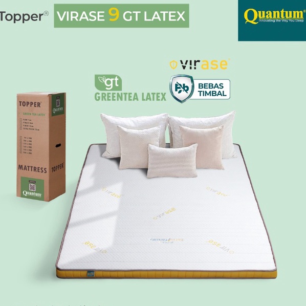 Harga Termurah Quantum Topper Greentea Latex VIRASE 9 CM Kasur Mattress Topper 90 100 120 140 160 18