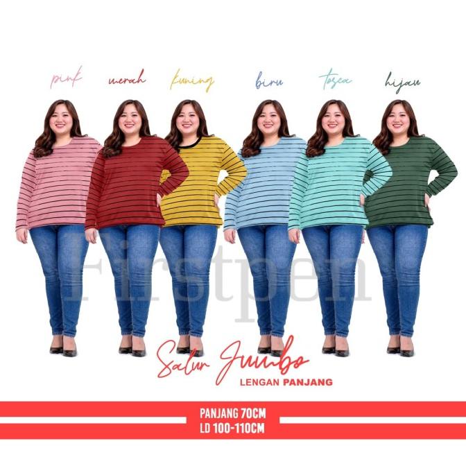 Kaos Salur Jumbo Lengan Panjang Warna Wanita