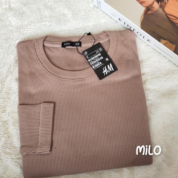 KAOS RIB PREMIUM H&M / KAOS LENGAN PANJANG / KAOS WANITA