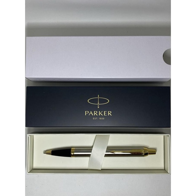 

favorit] Pulpen Parker New IM Brushed Metal Original BP GT ( Klip Emas )