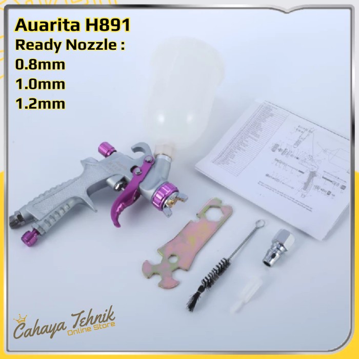 {GreenShop} Spray Gun Auarita H891 HVLP 0.8mm Cup 250ml - Nozzle 0.8mm Berkualitas
