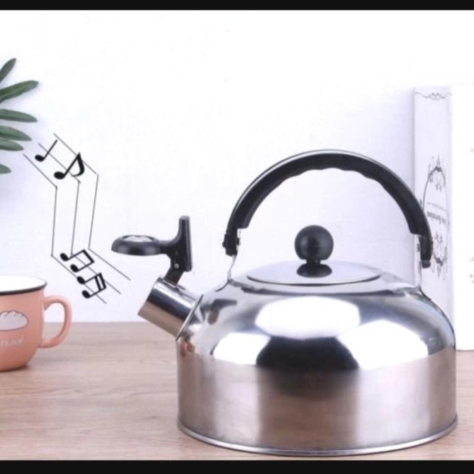 =====] Teko Bunyi Siul 1 Liter Stainless Whistliling Kettle Ceret Masak Air