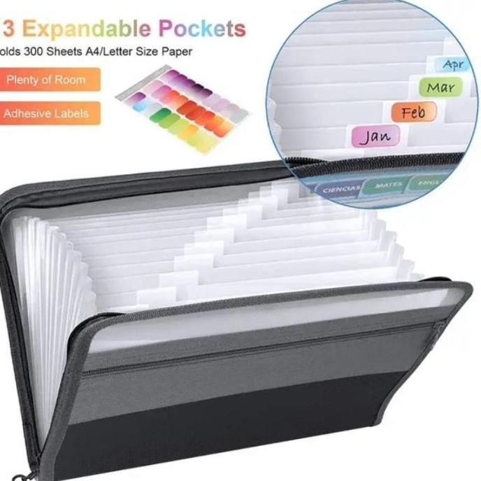 

:>:>:>:>] Tas Map File 13 Folder Ukuran A4 Waterproof / Tempat Penyimpanan