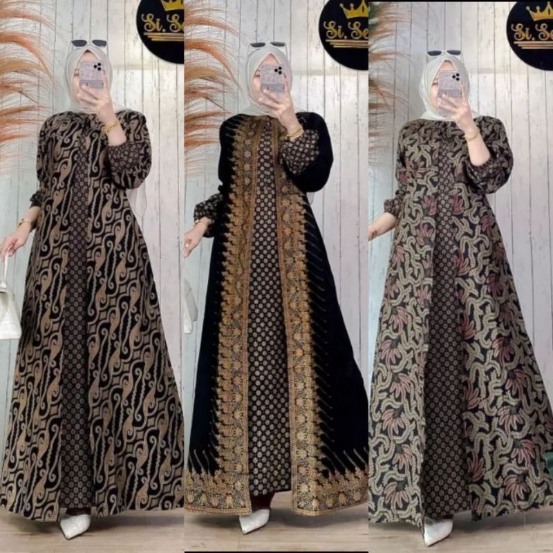 Dress Wanita Terbaru 2023 Korean Style Kondangan Longdress Busui Cewek Kekinian Baju Batikk Lengan P