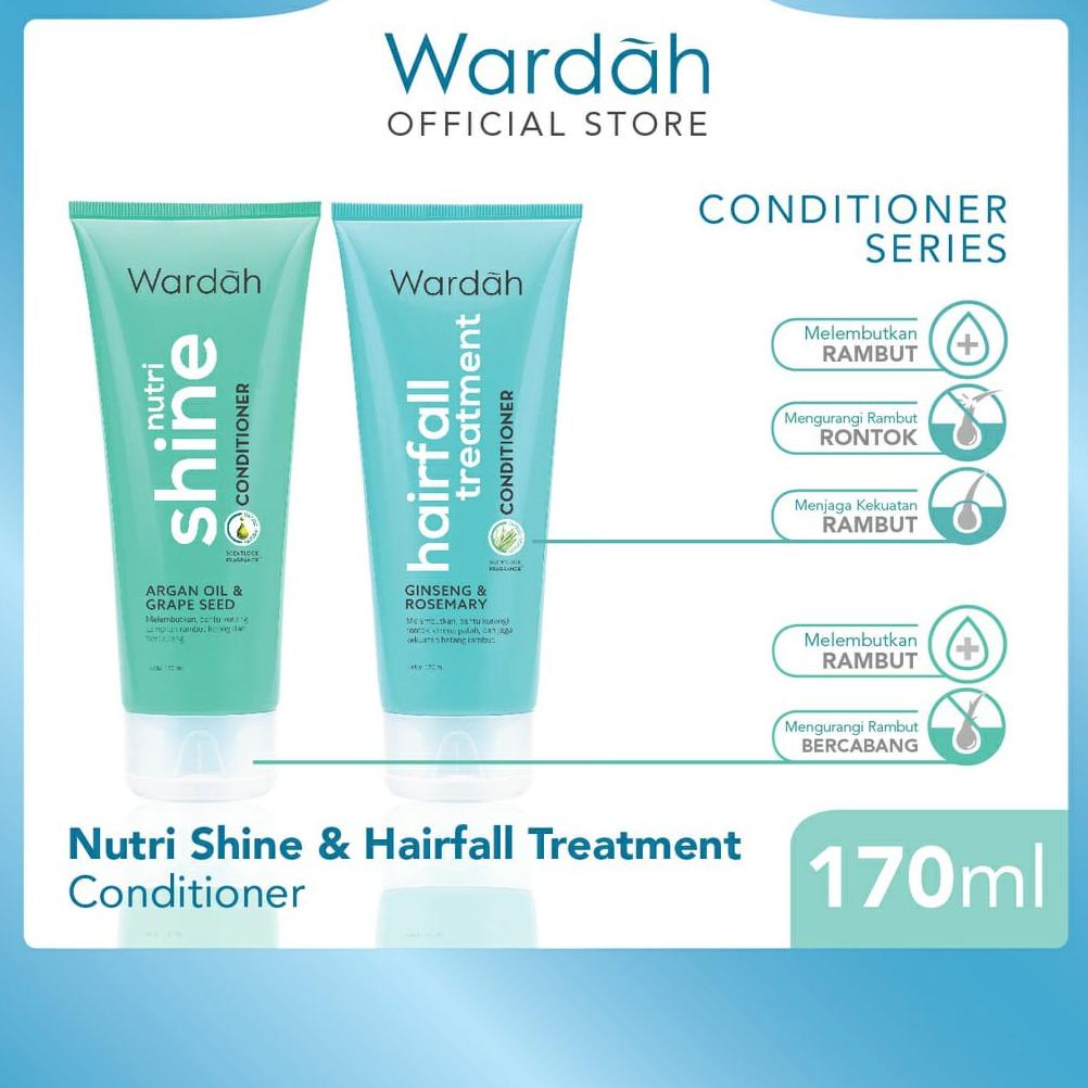Terbatas Wardah 170 Ml Shampoo Dan Conditioner Nutri Shine Hair Fall Anti Dandruff Haircare Sampo Kk