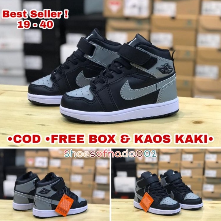 QQQZ4978  Sepatu jordan anak laki laki black grey sneakers anak nike