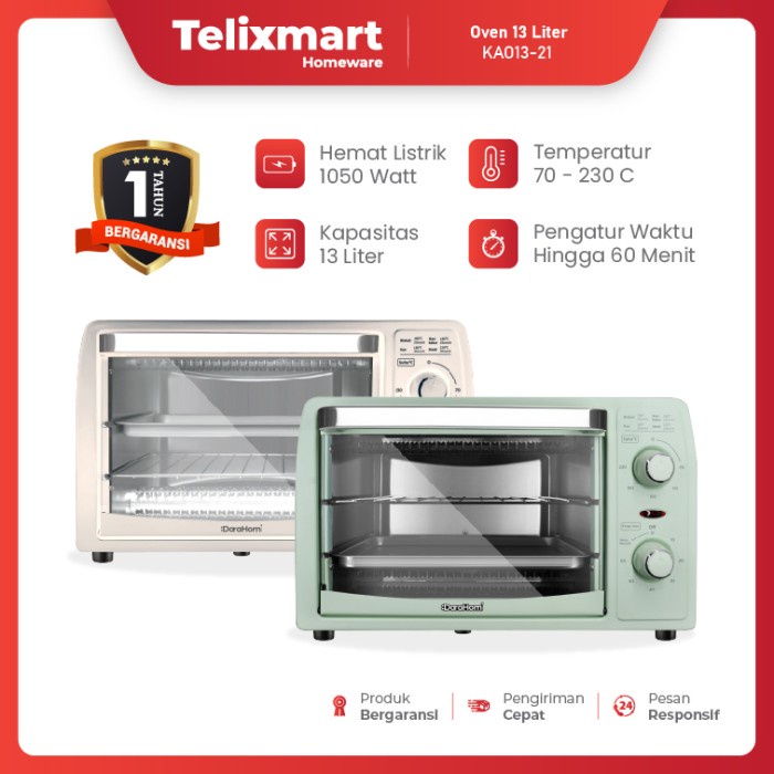 Dorahomi Oven Listrik Low Watt Electric Open Kue Alat Panggang 13L