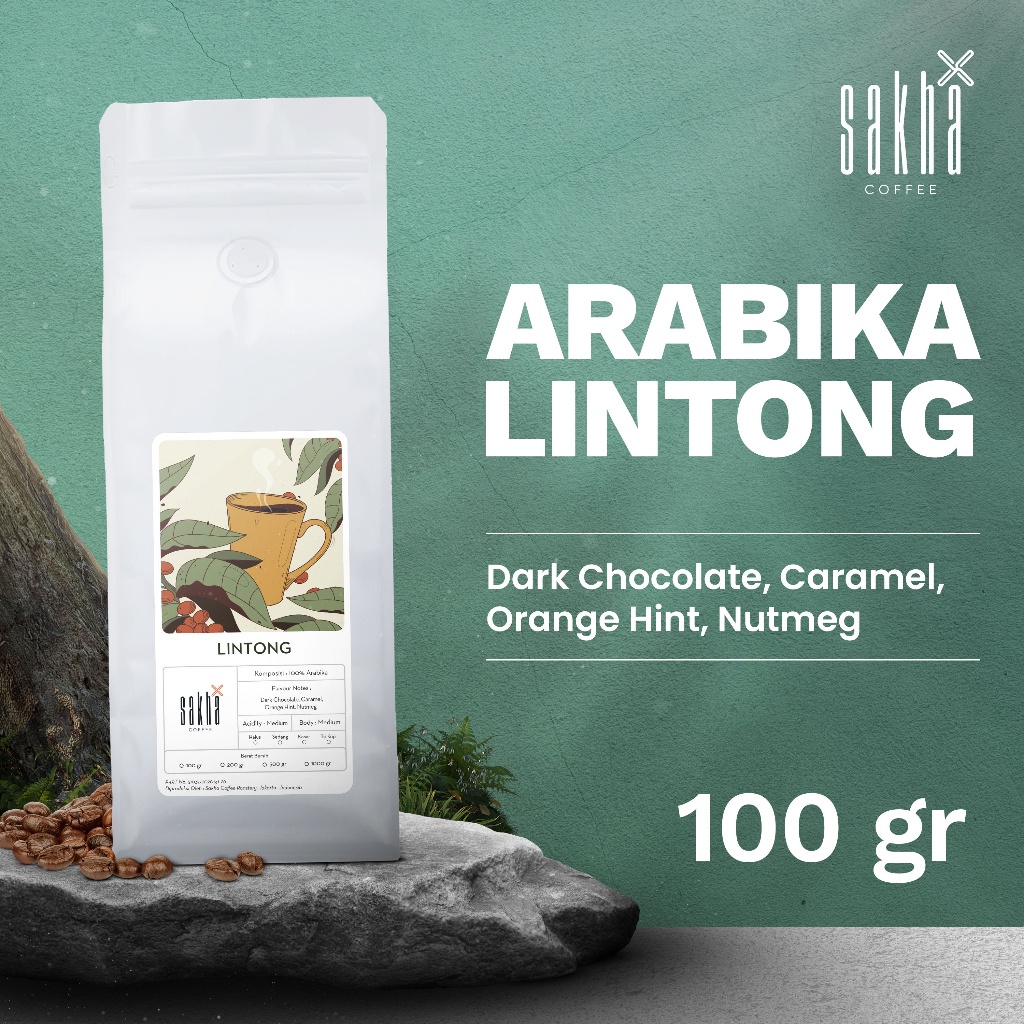 

Kopi Arabika Lintong Sumatra Arabica Coffee Beans 100 Gram Biji Bubuk Coffe Roastery