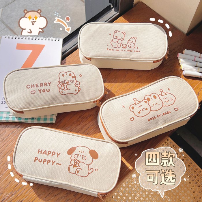 

Tempat Pensil Bear Kotak Kanvas Kapasitas Besar Pencil Case Canvas