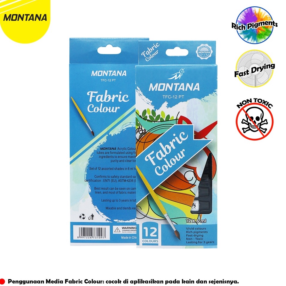 

Terlaku. MurahMurahATK Fabric Color 12 Warna / Cat Kain Montana TFC-12 PT