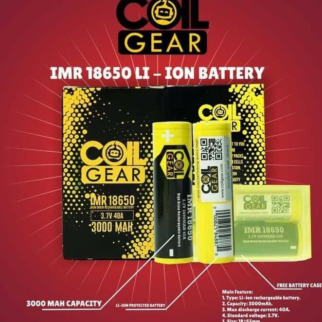 SALE Authentic Baterai Coil Gear 3000mAh 40A - Batre Coil Gear 18650 Termurah