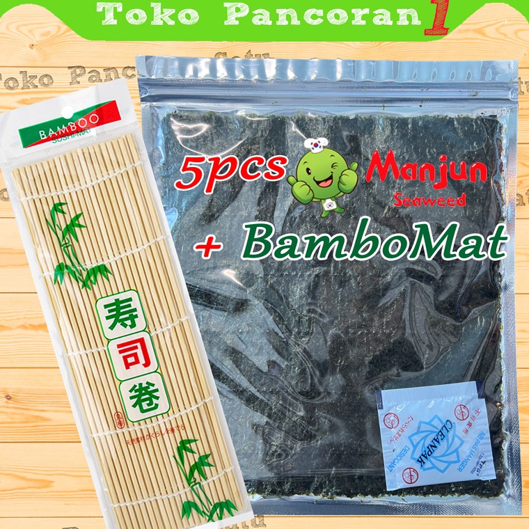 

Promo promo MANJUN Nori Sushi Halal 5 lembar /Yakinori Import Kimbab/ Gimbab / Lembar Rumput Laut/Bamboo mat