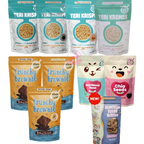 

VDCK4496 12+ GOGOFIELD TERI KRISPI 30G/ TERI KREMES 100G/CRUNCHY BROWNIE 50G/CHIA SEEDS 80G/ NUTRITIONAL YEAST 50G KEJU VEGAN / SNACK SEHAT NON MSG