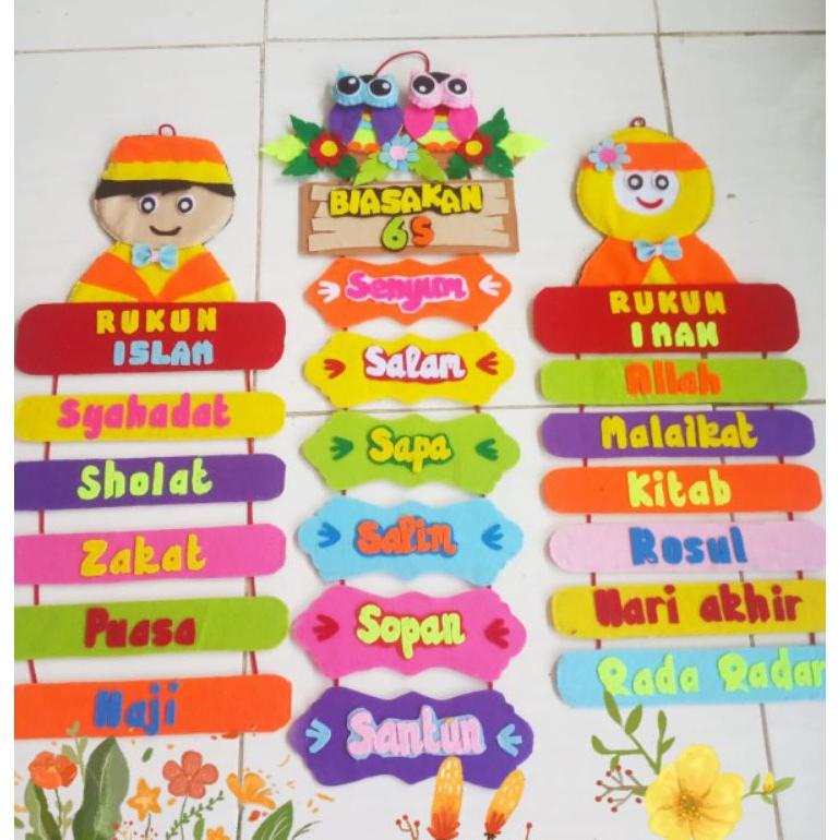 DEKORASI DINDING/HIASAN GANTUNG/RUKUN IMAN/RUKUN ISLAM/HISAN DINDING/HIASAN SEKOLAH/PRAKARYA