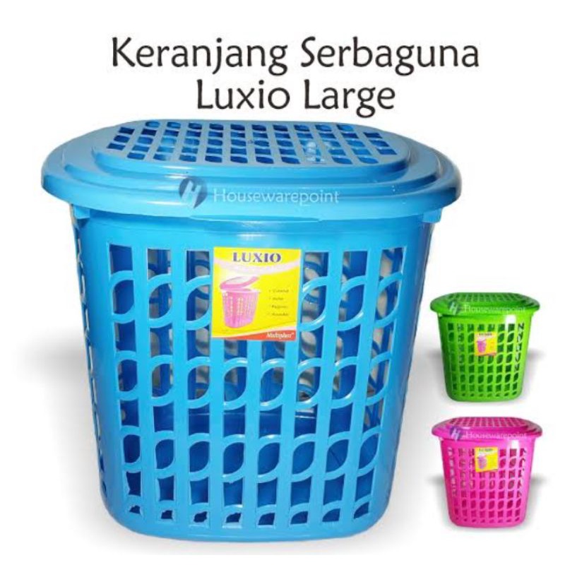keranjang baju laundry plus tutup luxio large