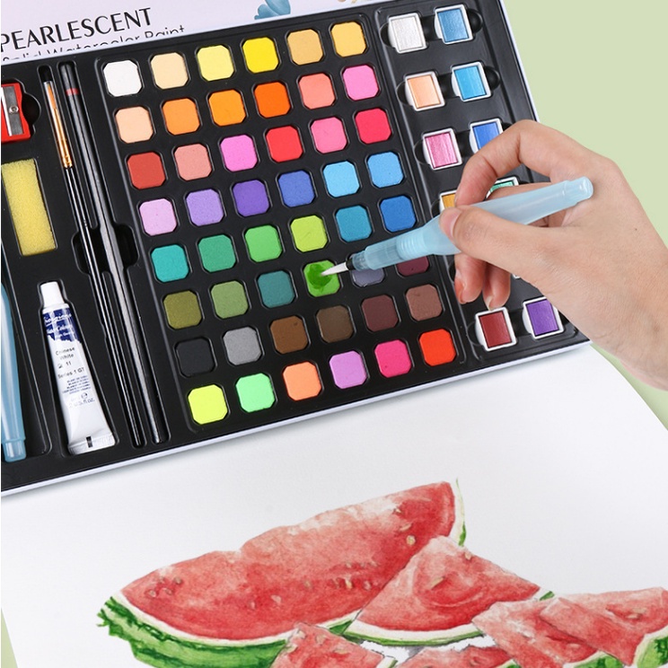

1 Set Cat Air Isi 36 Dan 60 Warna (Free Kuas) / 1 Set Cat Air Dan Alat Lukis 36 & 60 Warna/