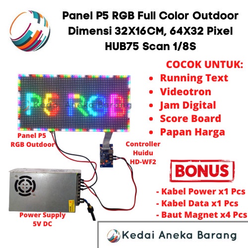 Panel Module Modul LED P5 Running Text SMD RGB Full Color Outdoor