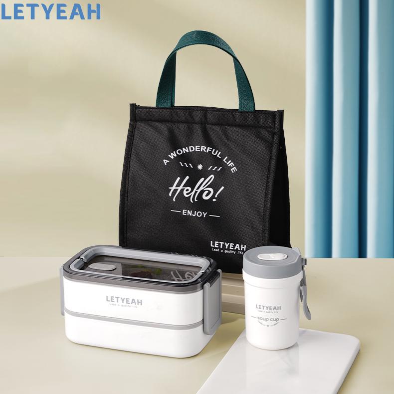 PROMO letyeah kotak makan anti tumpah/ lunch box 1600ml dan cangkir sup tahan panas /lunch box