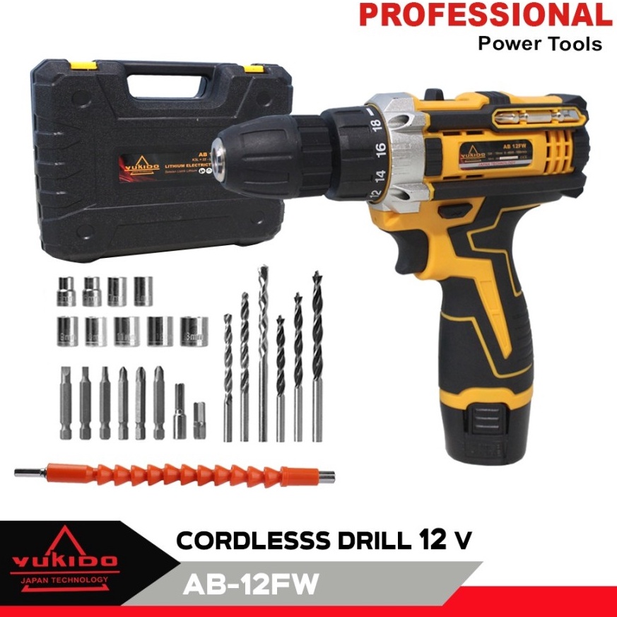 Sale.. YUKIDO 36V 12V MESIN BOR CAS 10 MM CORDLESS DRILL 2 BATERAI /JLD BOR 12V ONLY - V2 02FEB