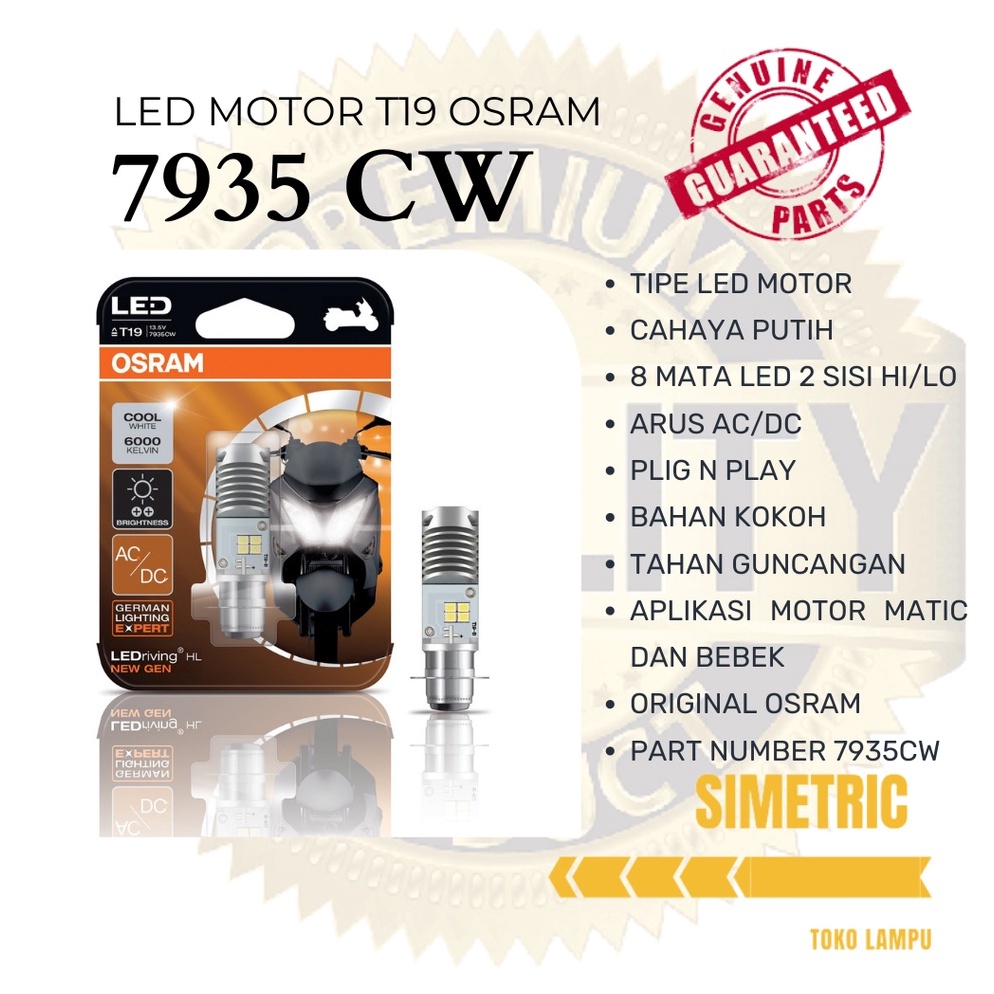 Terb4ruy LED OSRAM T19 AC/DC - LAMPU LED MOTOR OSRAM AC DC  - LED MOTOR OSRAM AC/DC PUTIH MURAH OSRA