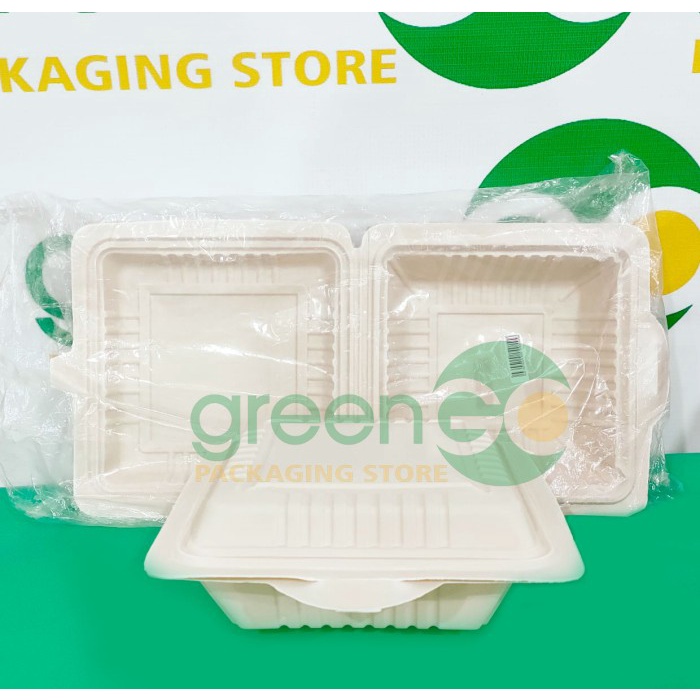 Murah MEAL BOX POLOS SEKAT 3 ISI 20PCS BAGASSE LUNCH BOX KOREAN BENTO CAKE NON COD