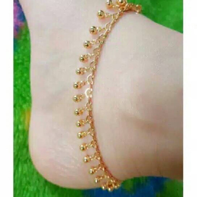 MALL Gelang kaki india Bola emas 24k Xuping 