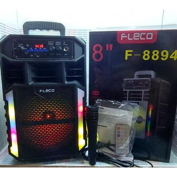 FREE ONGKIR Speaker Bluetooth FLECO F-828 LED Bonus Mic Remote Speaker Karaoke FM Radio USB Memory C