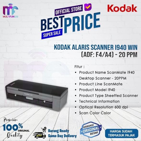 Kodak Alaris Scanner i940 WIN ADF F4 A4 - 20 ppm