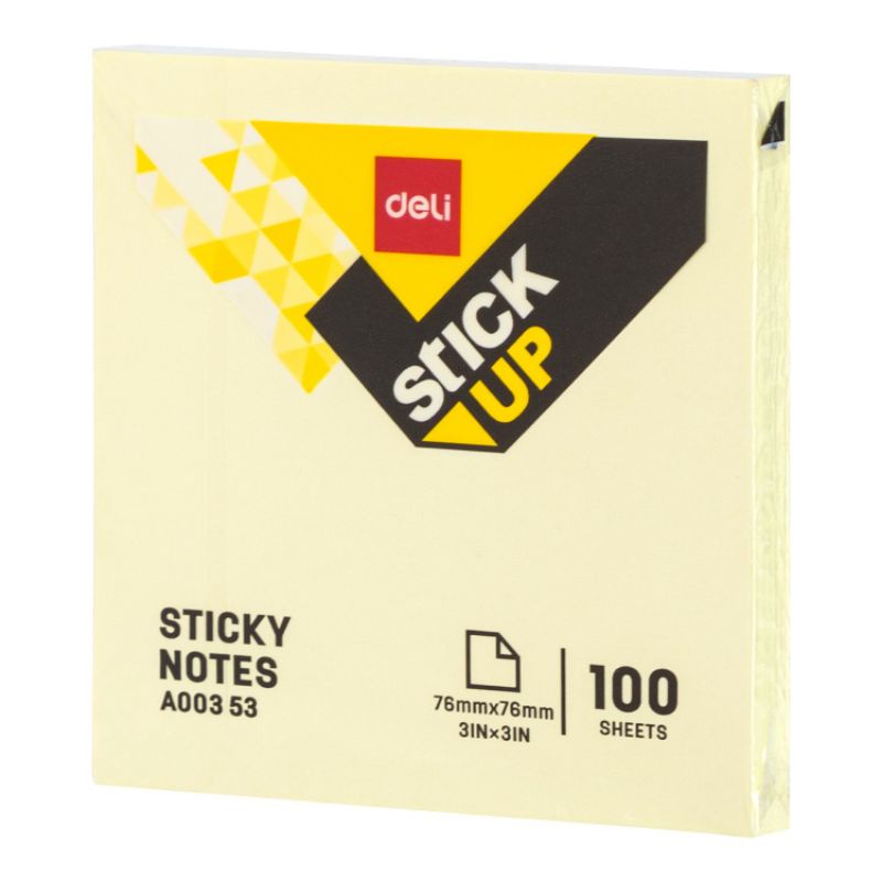 

Deli Memo tempel Sticky Notes 76x76mm 3"x 3" 100sheets Warna Kuning perekat kuat tahan lama EA00353