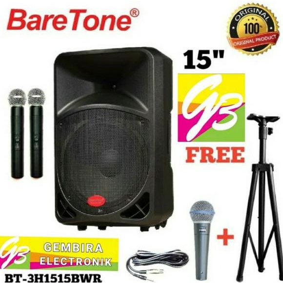 Speaker Aktif Portable Baretone 15 bwr Bluetooth Original meeting15BWR