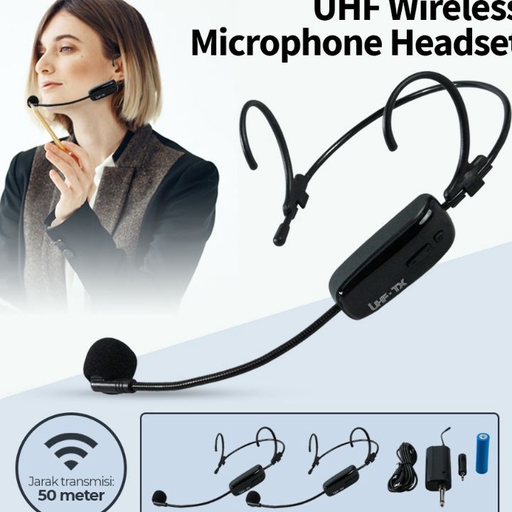 New Stock TaffSTUDIO Mikrofon Wireless UHF 2.4G Call Center Mic with Transmitter - HX-W002 W002b W00