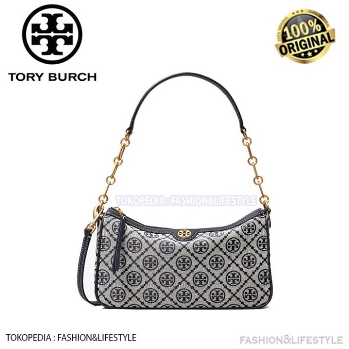 TAS TORY BURCH Monogram Jacquard Chain Zip Shoulder Bag ORIGINAL TB