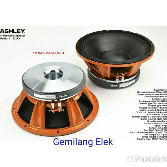 Speaker ASHLEY 12 inch F1 12VC4 Original