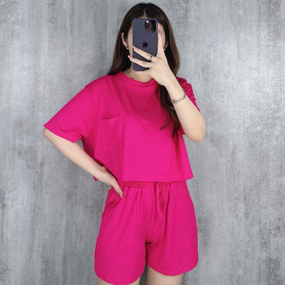 ➻➶✱✼ One set crop pocket| setelan crop kantong Diskon Promo