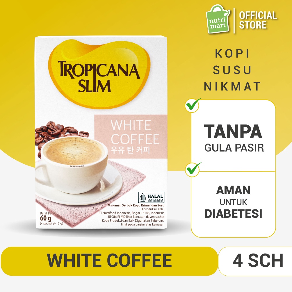 

9.9 Promo >> Tropicana Slim White Coffee 4 Sachet - Kopi Susu Nikmat Tanpa Gula Pasir